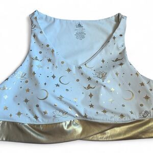 Disney Women's Aladdin White and Gold Sports Bra/crop top Plus 1X